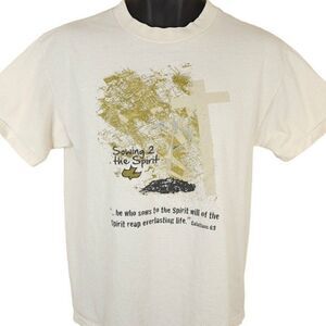 Vintage Christian T Shirt Mens Size Medium Y2K Sowing To The Spirit Galatians